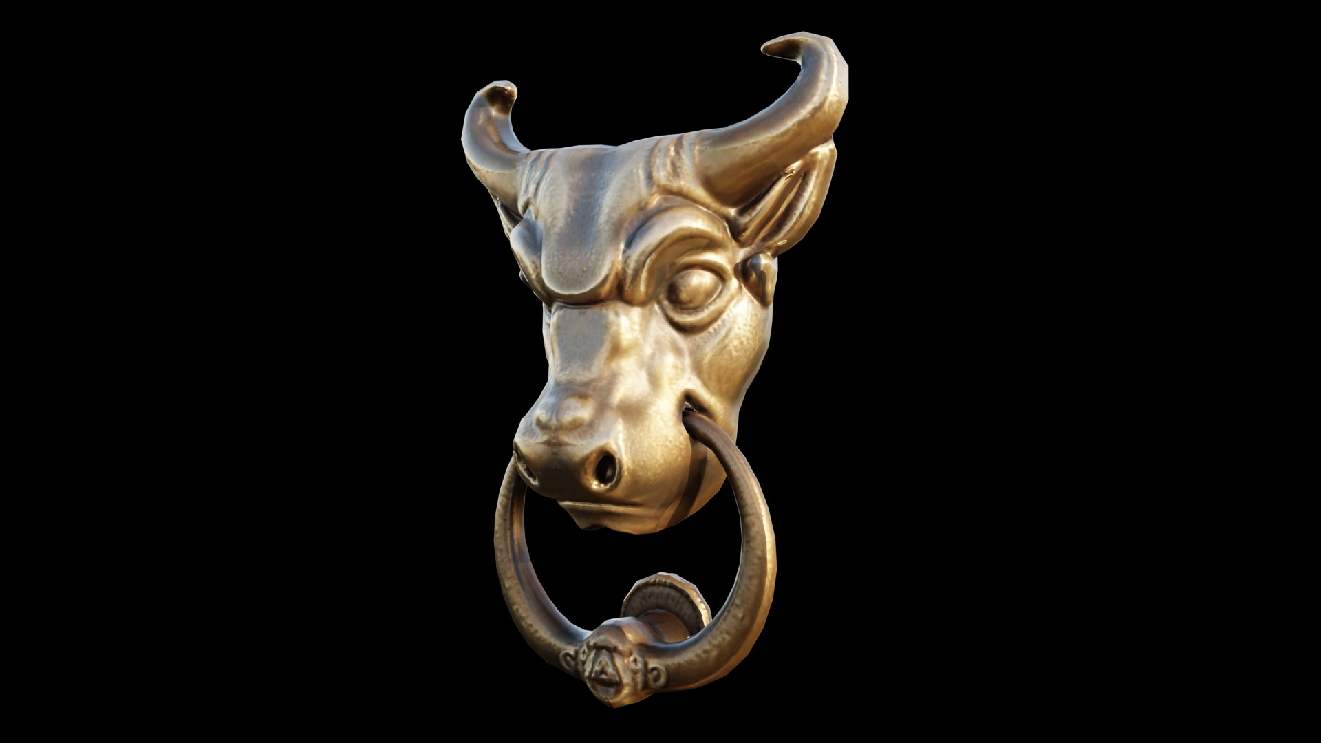 Bull Head Door Knocker Low Poly Ready For Game Low-poly 3D model_5