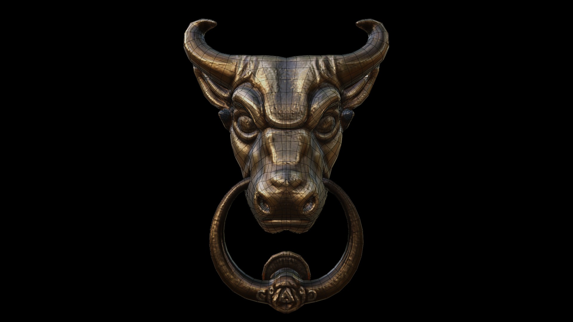 Bull Head Door Knocker Low Poly Ready For Game Low-poly 3D model_3