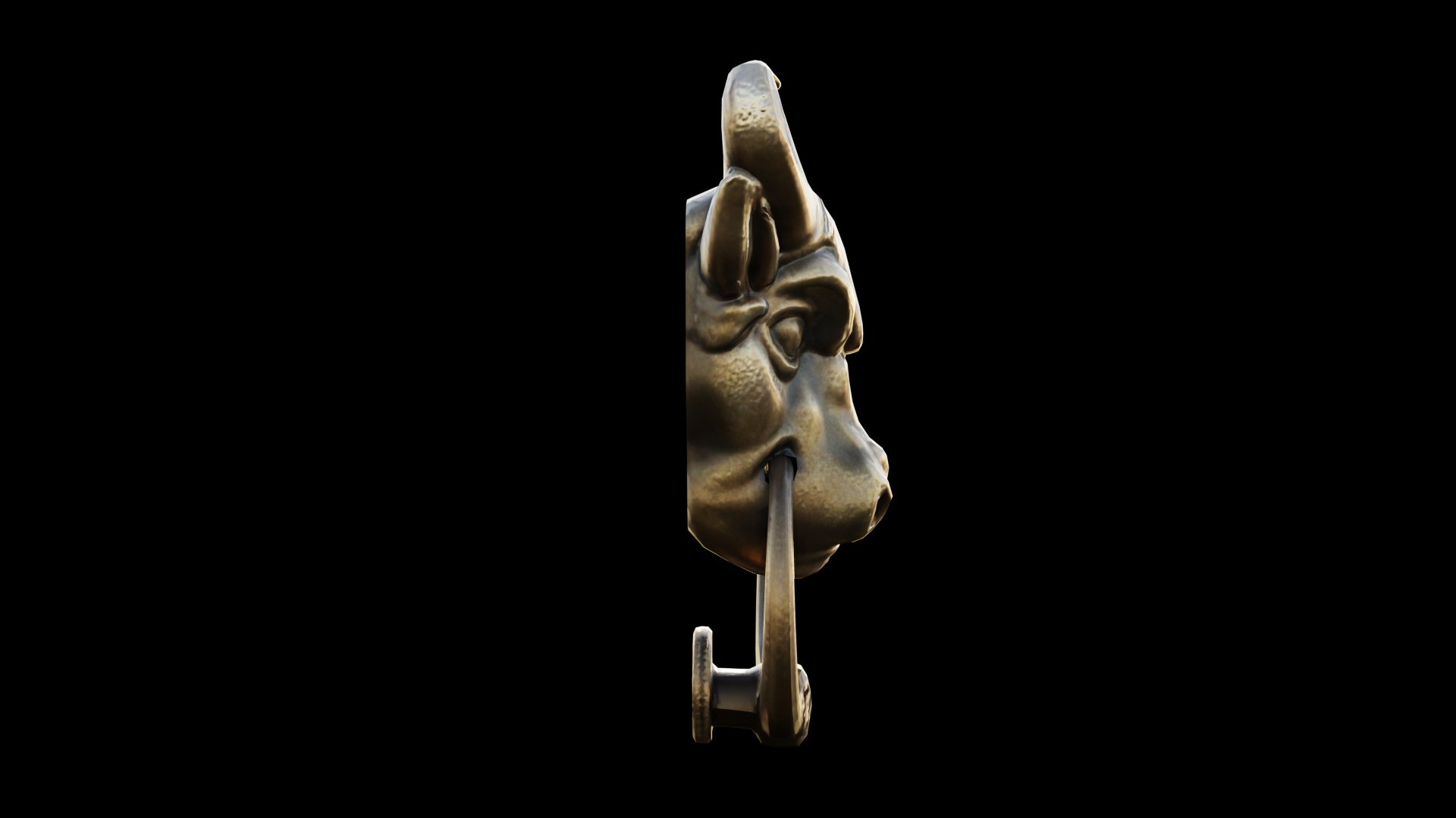 Bull Head Door Knocker Low Poly Ready For Game Low-poly 3D model_6