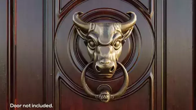Bull Head Door Knocker Low Poly Ready For Game