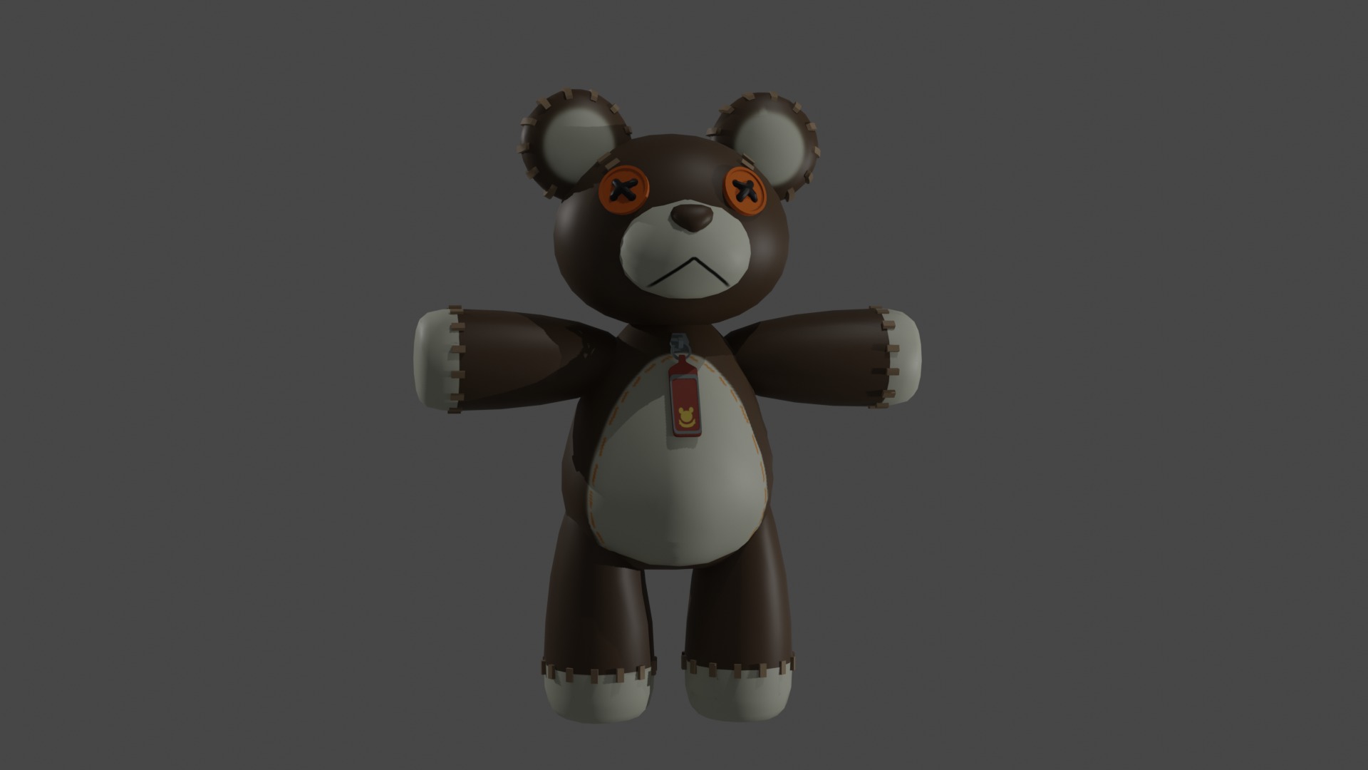 A teddy bear from Guilty Gear game Free low-poly 3D model_3