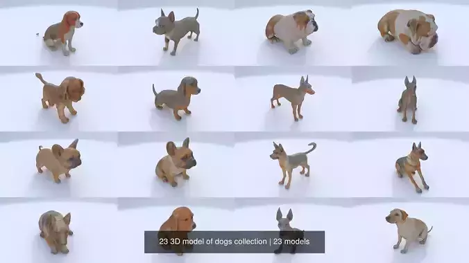23 3D model of dogs collection 