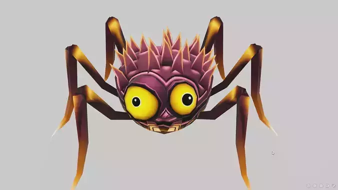 Pink Spider Insect Cartoon Parasite Lowpoly