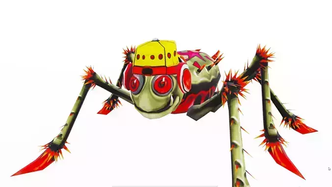Red Star Spider Funny Cartoon Insect Parasite Beetle Lowpoly Low-poly 3D model