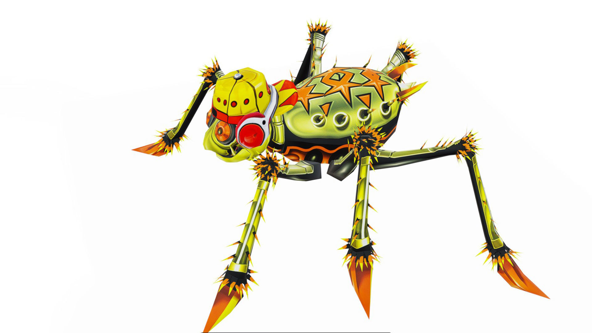 Green Spider Robot Funny Cartoon Insect Parasite Beetle Lowpoly Low-poly 3D model_3