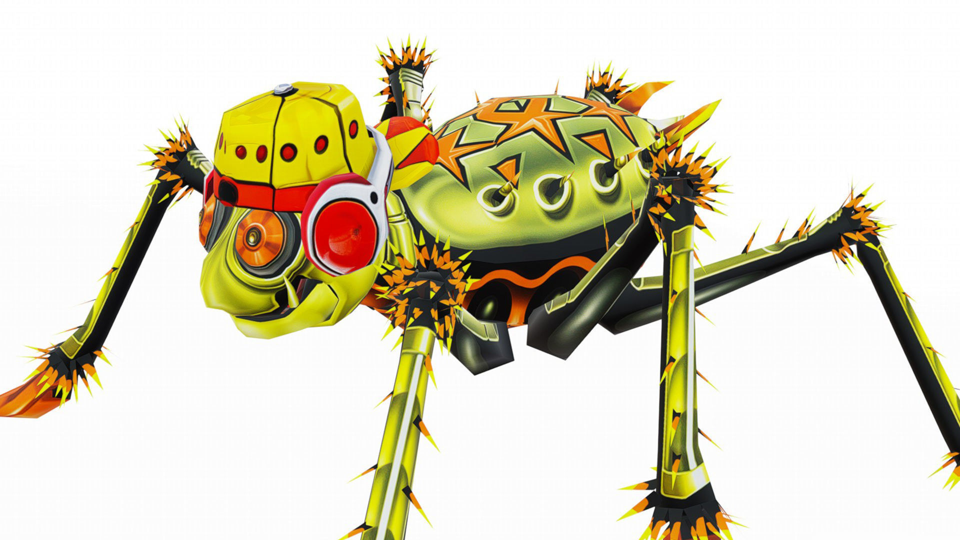 Green Spider Robot Funny Cartoon Insect Parasite Beetle Lowpoly Low-poly 3D model_12