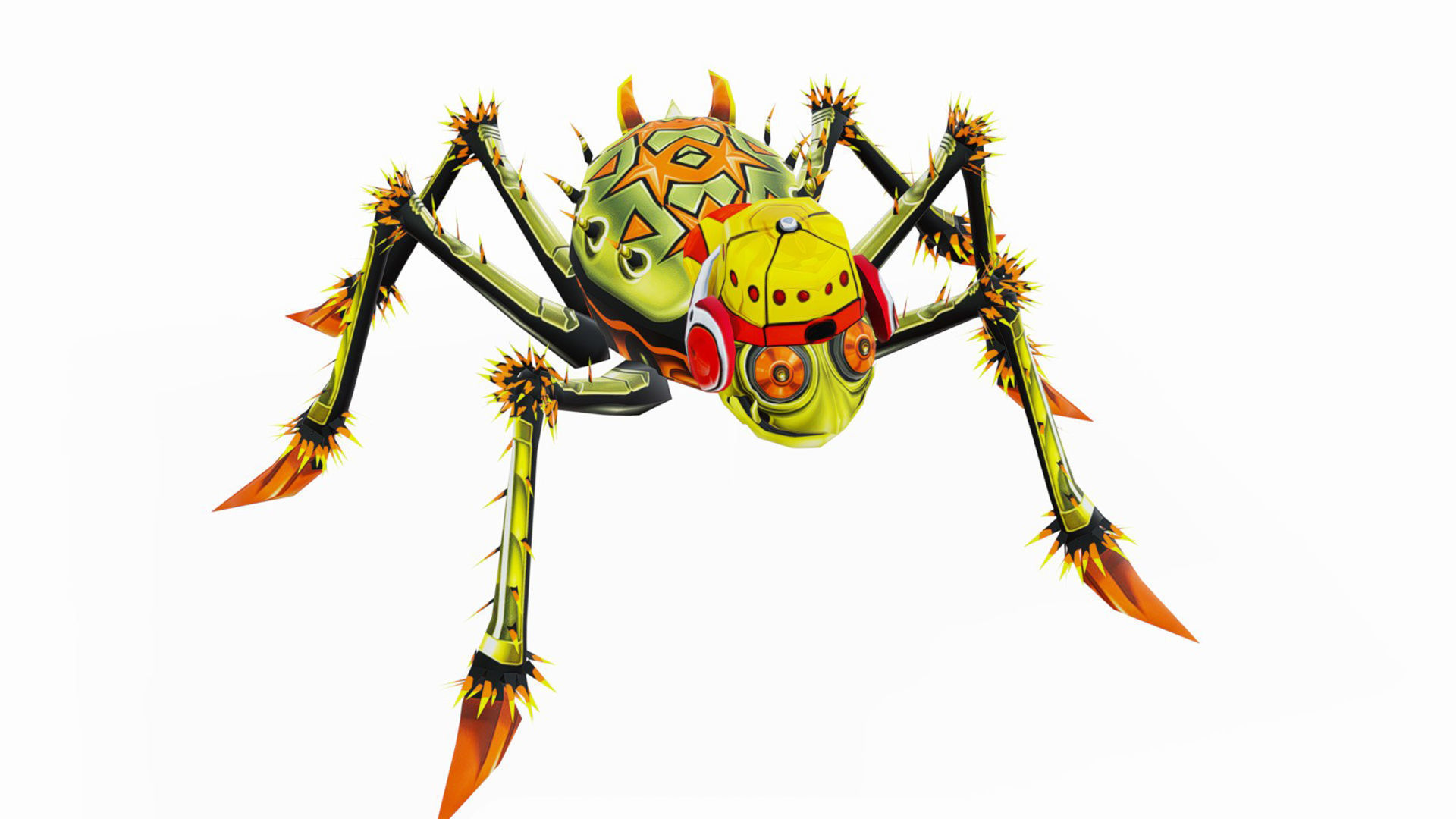 Green Spider Robot Funny Cartoon Insect Parasite Beetle Lowpoly Low-poly 3D model_1