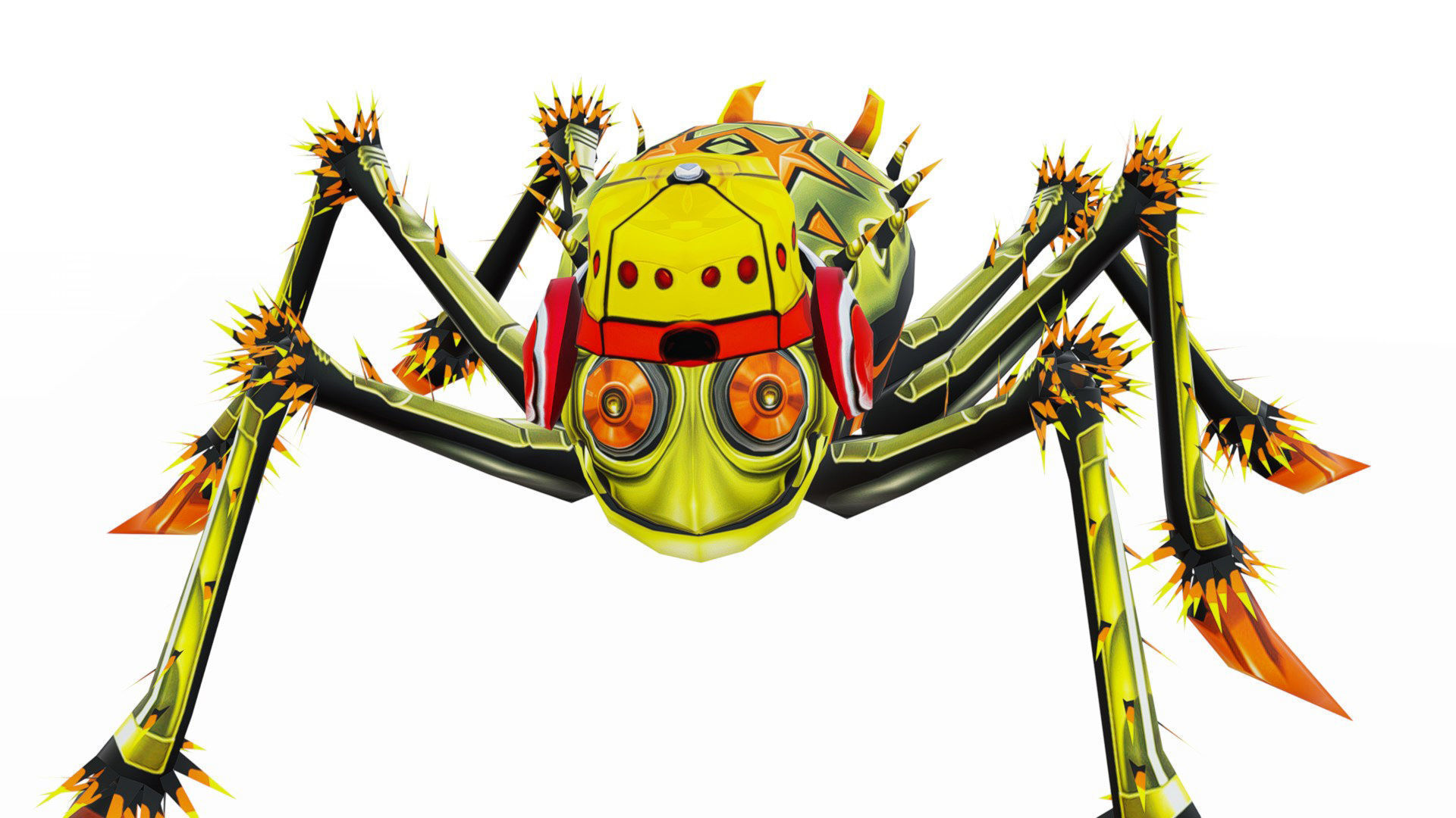 Green Spider Robot Funny Cartoon Insect Parasite Beetle Lowpoly Low-poly 3D model_11
