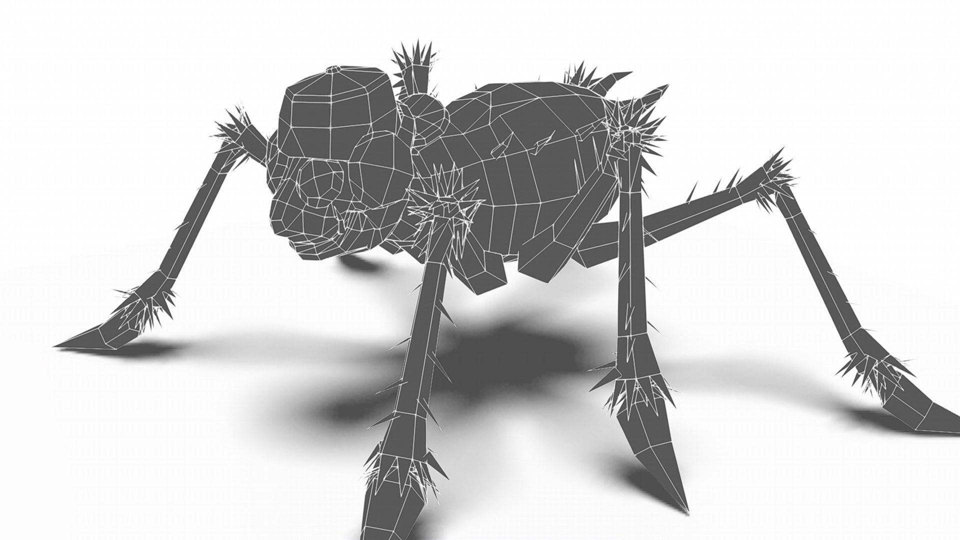 Green Spider Robot Funny Cartoon Insect Parasite Beetle Lowpoly Low-poly 3D model_13