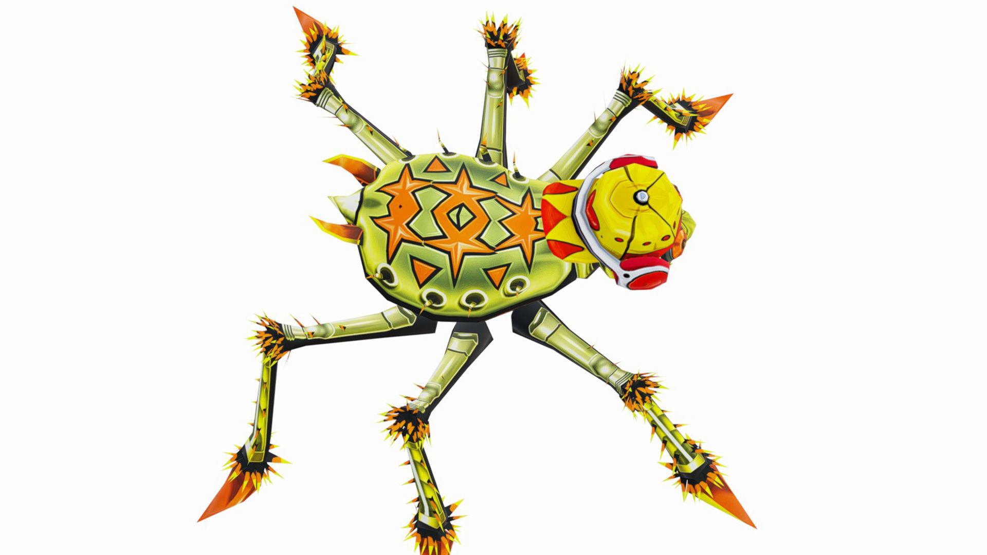 Green Spider Robot Funny Cartoon Insect Parasite Beetle Lowpoly Low-poly 3D model_9