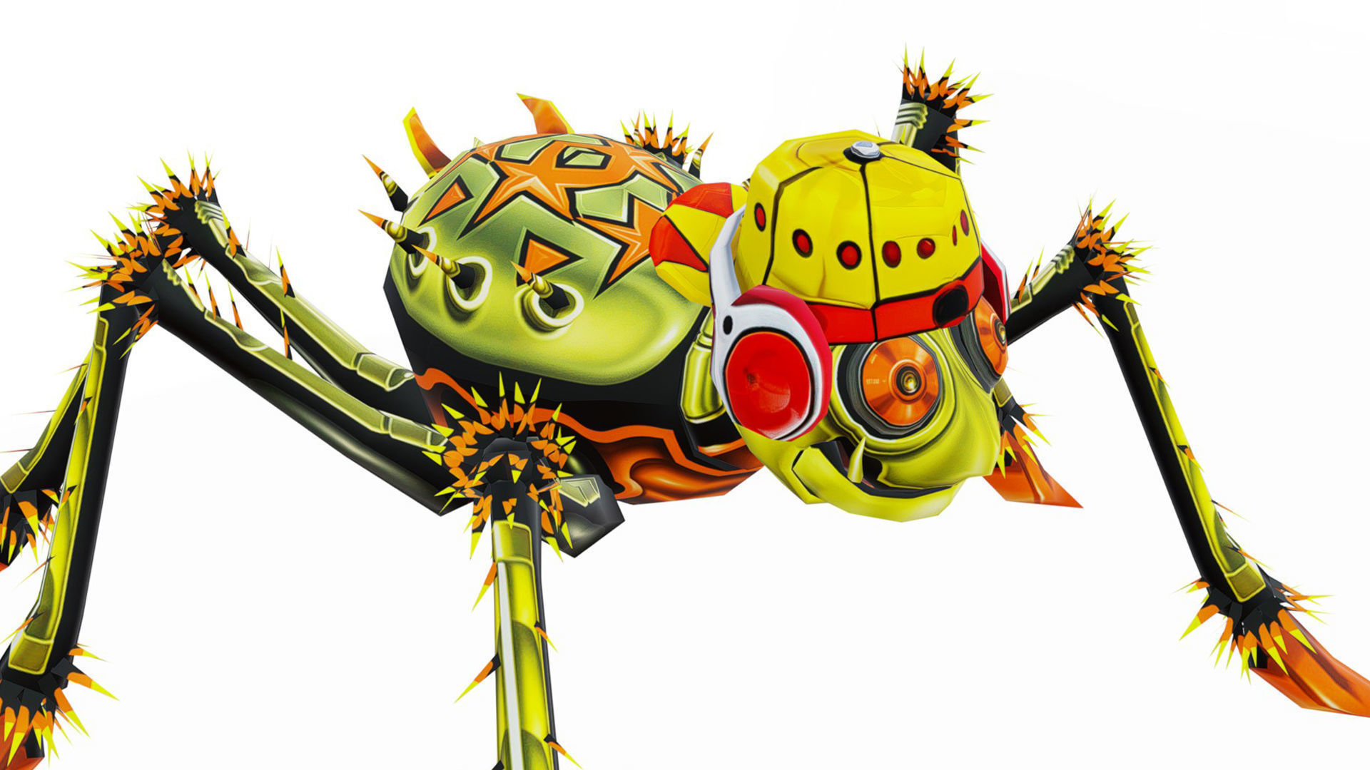 Green Spider Robot Funny Cartoon Insect Parasite Beetle Lowpoly Low-poly 3D model_10