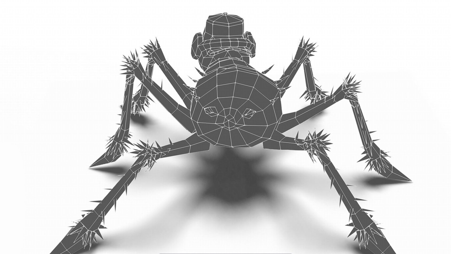 Green Spider Robot Funny Cartoon Insect Parasite Beetle Lowpoly Low-poly 3D model_15