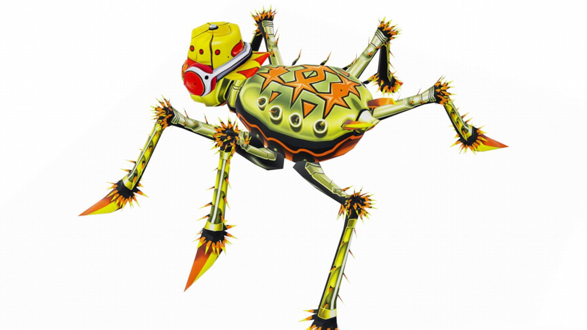 Green Spider Robot Funny Cartoon Insect Parasite Beetle Lowpoly Low-poly 3D model_4