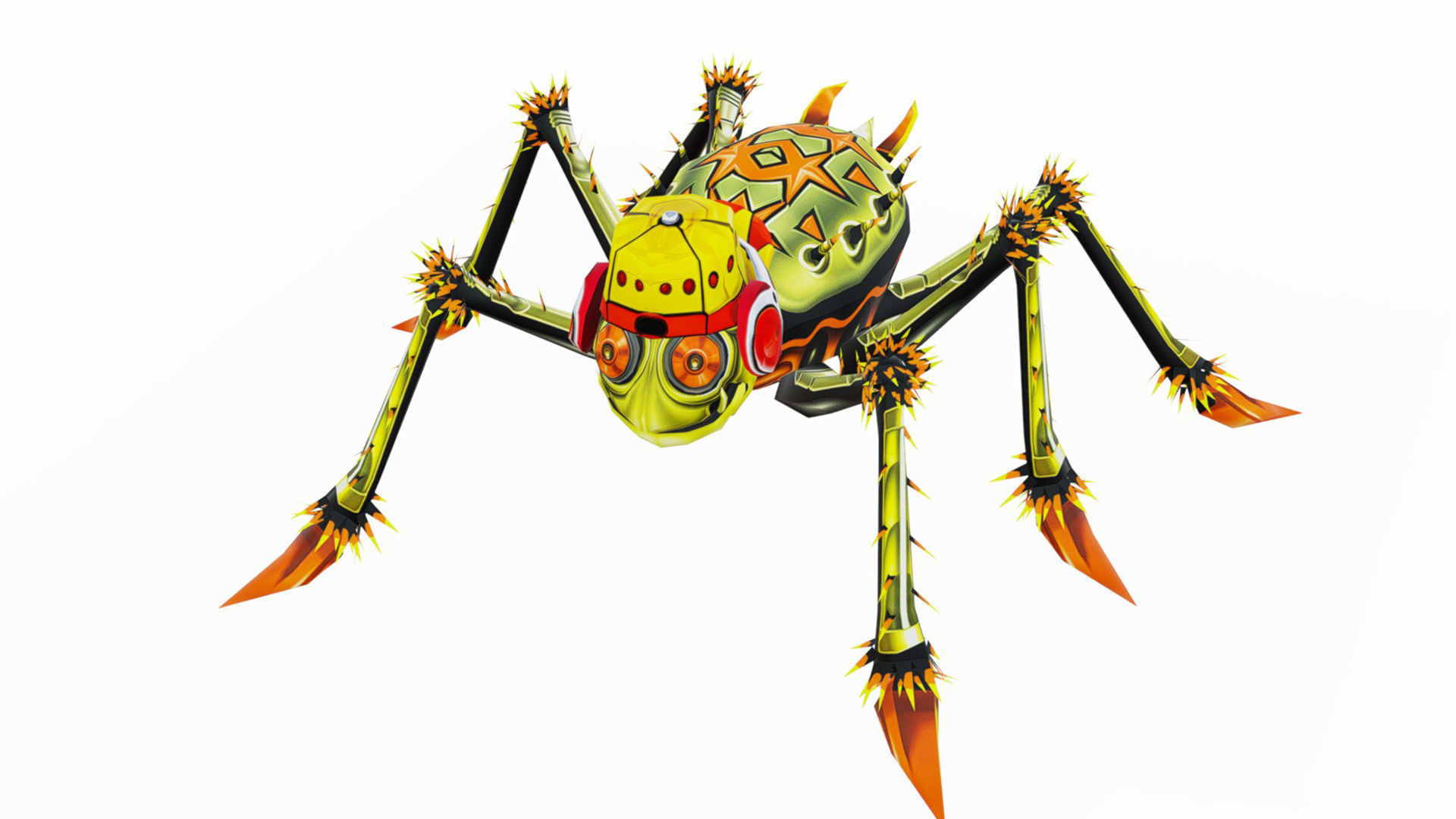 Green Spider Robot Funny Cartoon Insect Parasite Beetle Lowpoly Low-poly 3D model_2