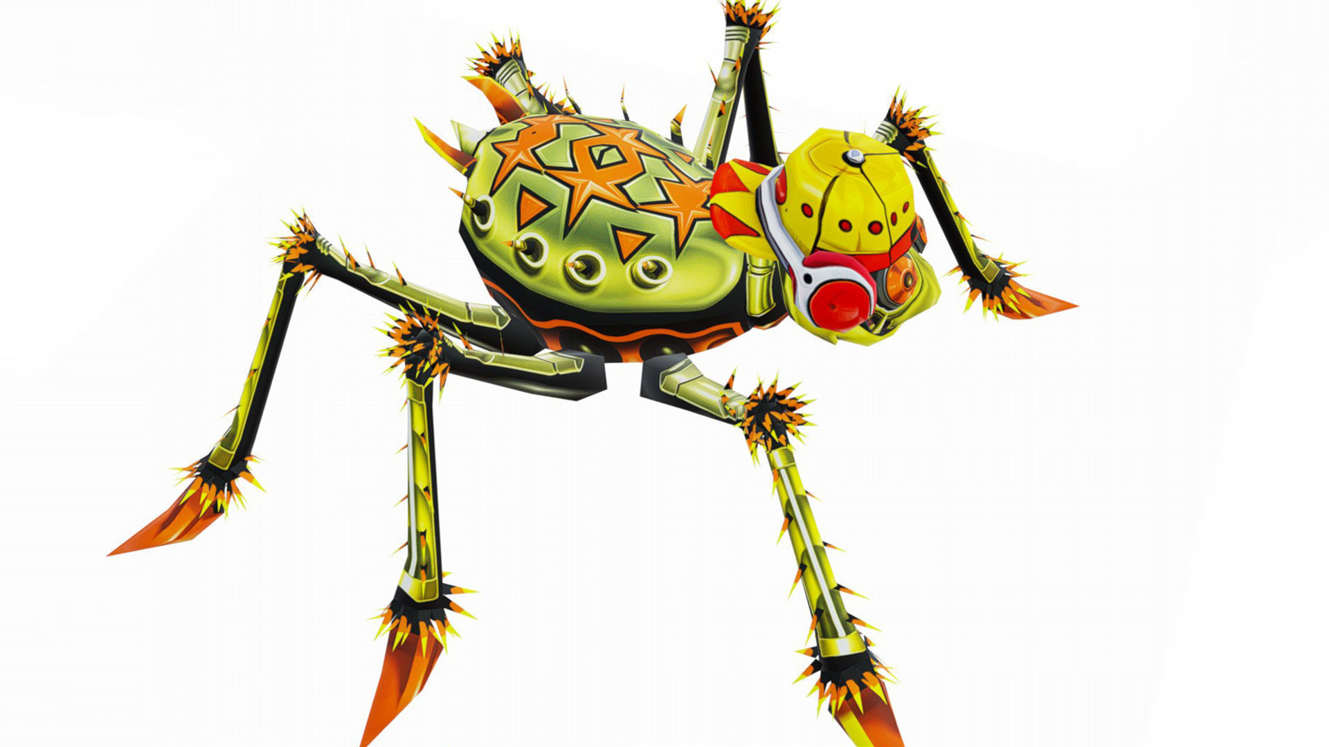 Green Spider Robot Funny Cartoon Insect Parasite Beetle Lowpoly Low-poly 3D model_7