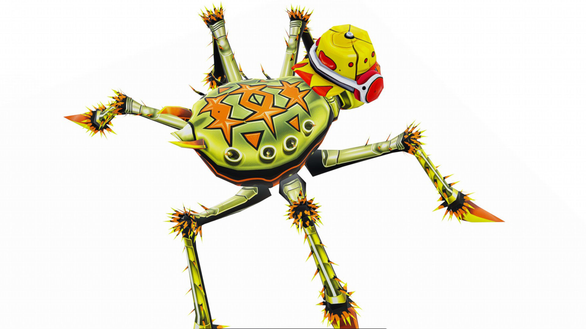 Green Spider Robot Funny Cartoon Insect Parasite Beetle Lowpoly Low-poly 3D model_6