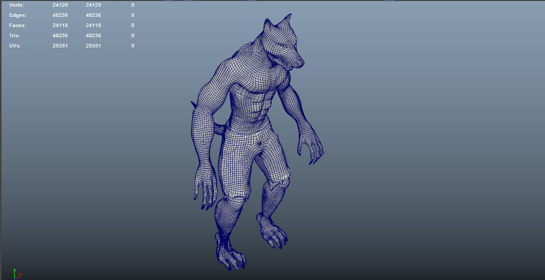 Werewolf wolf in shorts Low-poly 3D model_6