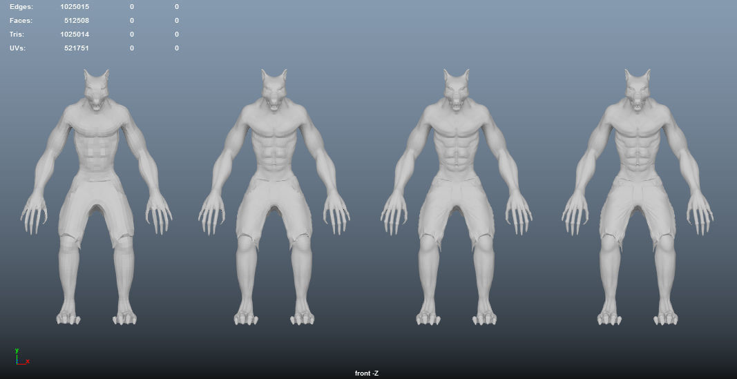 Werewolf wolf in shorts Low-poly 3D model_5