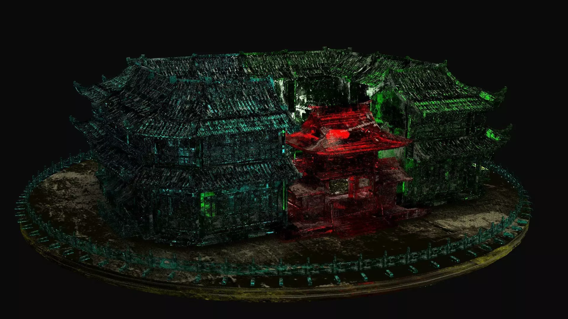 Chinese ancient house icy sculpture 3D model_0