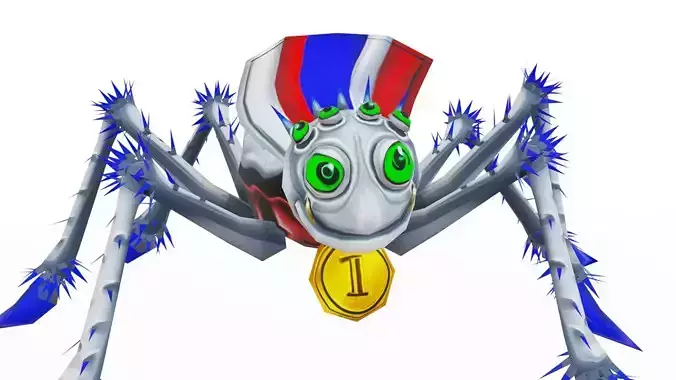 White Spider Funny Cartoon Insect Parasite Beetle Lowpoly Low-poly 3D model