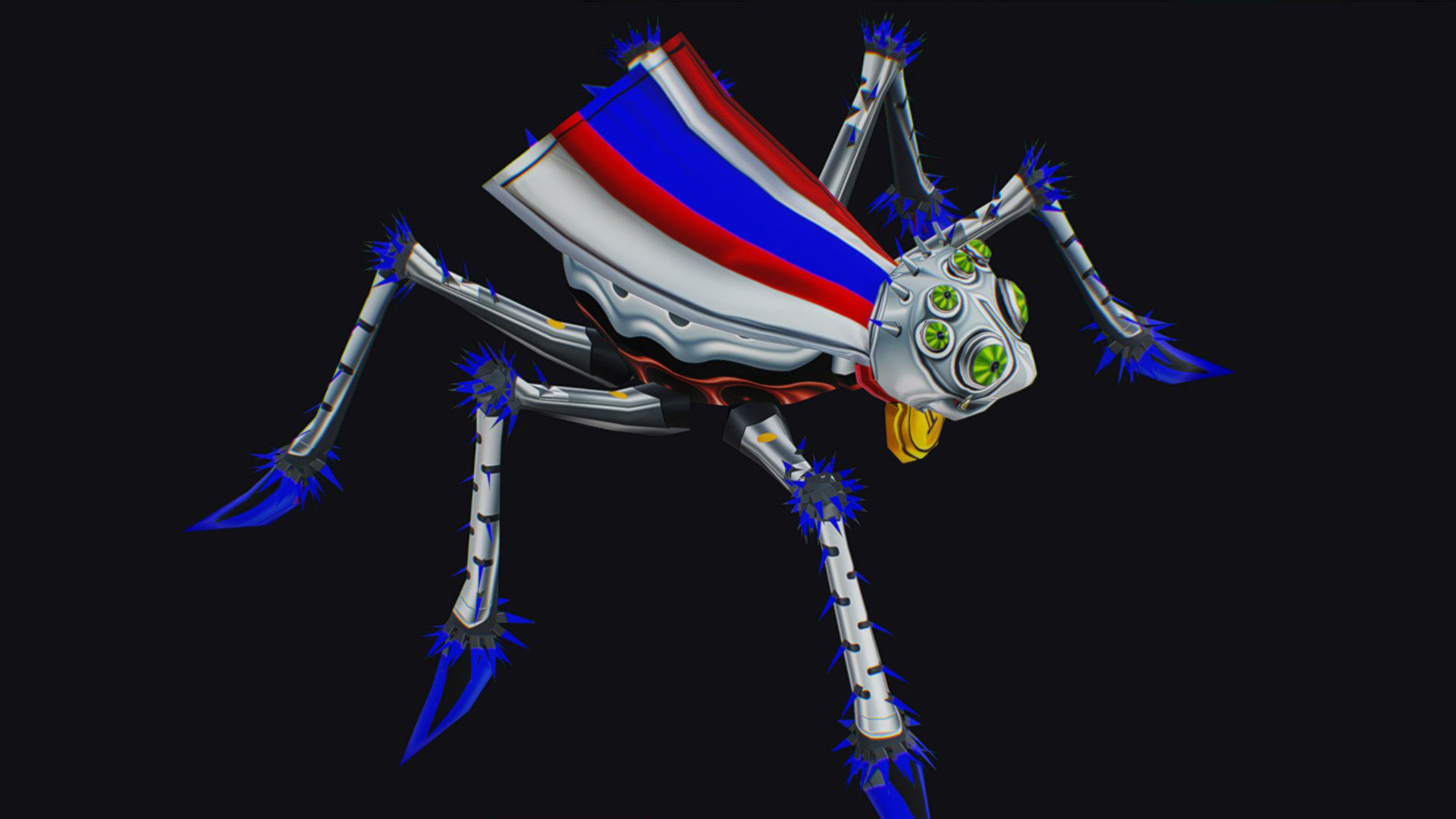 White Spider Robot Funny Cartoon Insect Parasite Beetle Lowpoly Low-poly 3D model_9