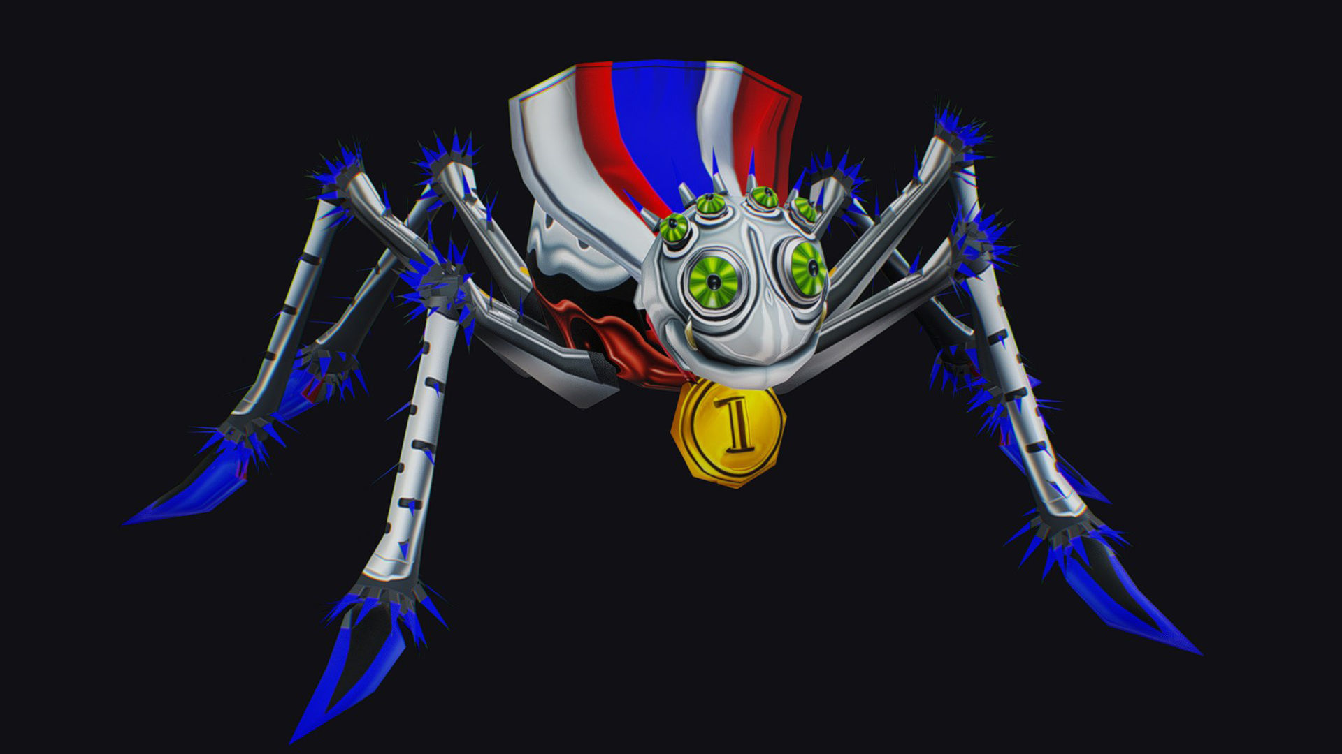 White Spider Robot Funny Cartoon Insect Parasite Beetle Lowpoly Low-poly 3D model_8