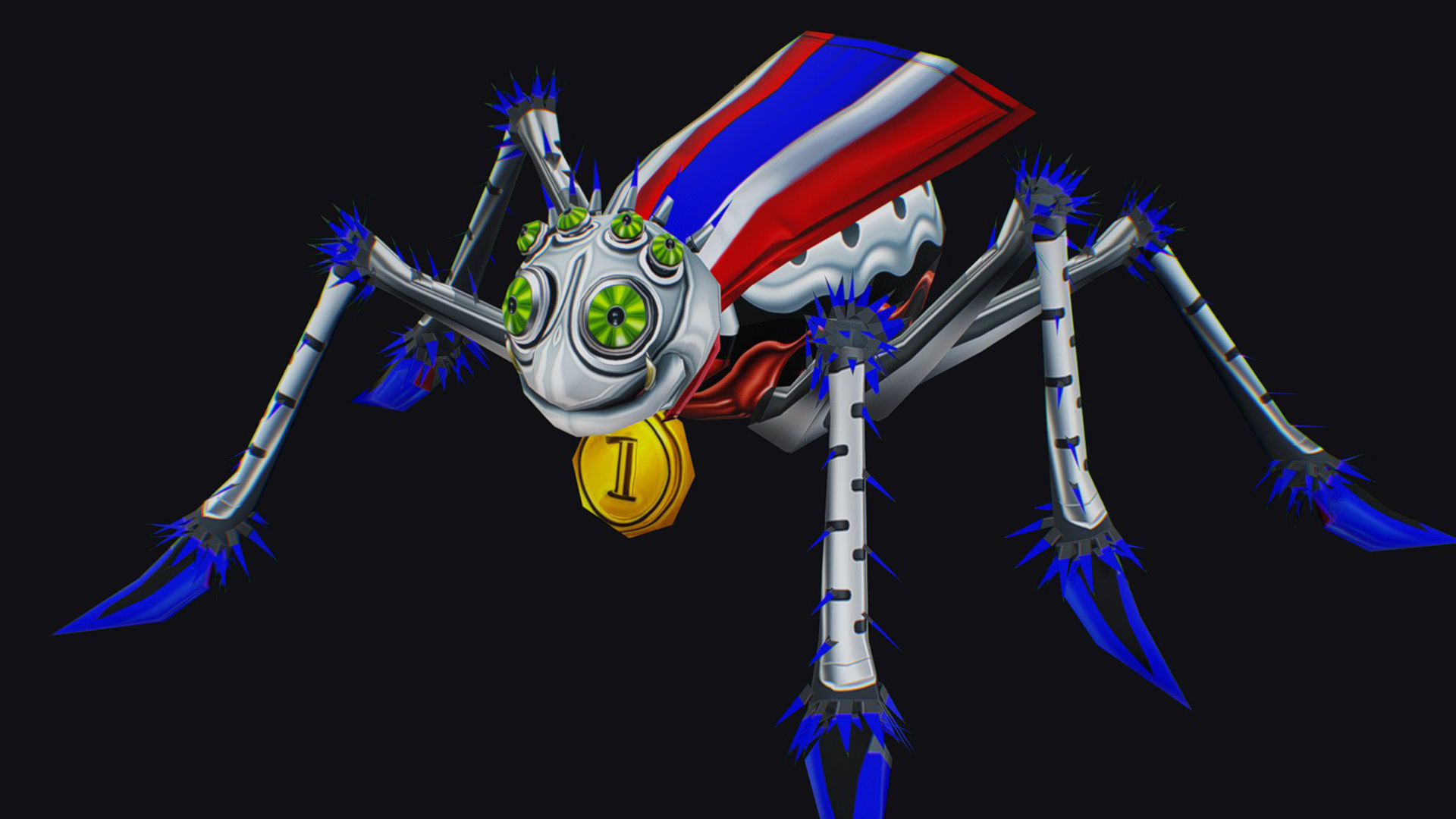 White Spider Robot Funny Cartoon Insect Parasite Beetle Lowpoly Low-poly 3D model_2