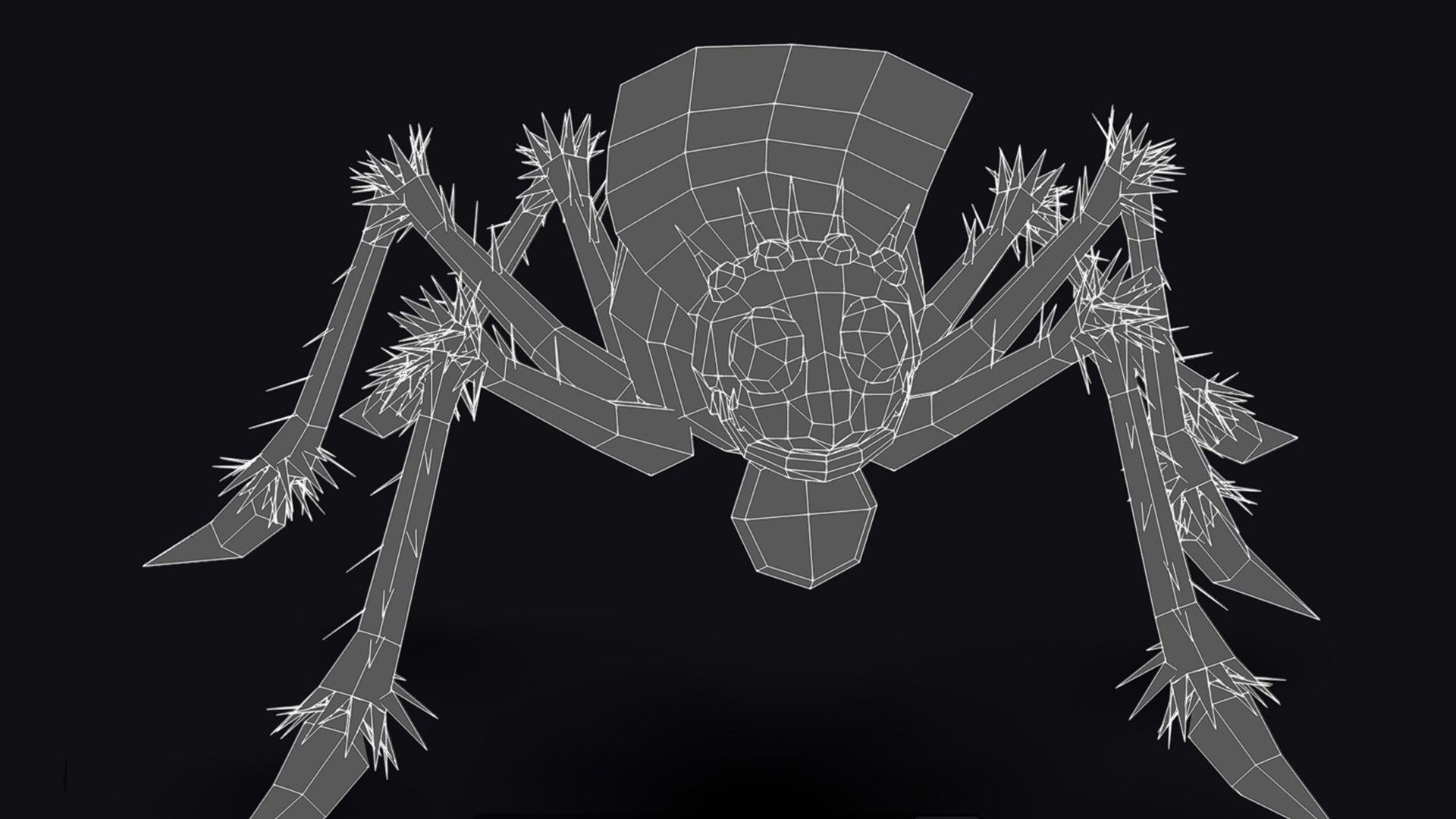 White Spider Robot Funny Cartoon Insect Parasite Beetle Lowpoly Low-poly 3D model_14