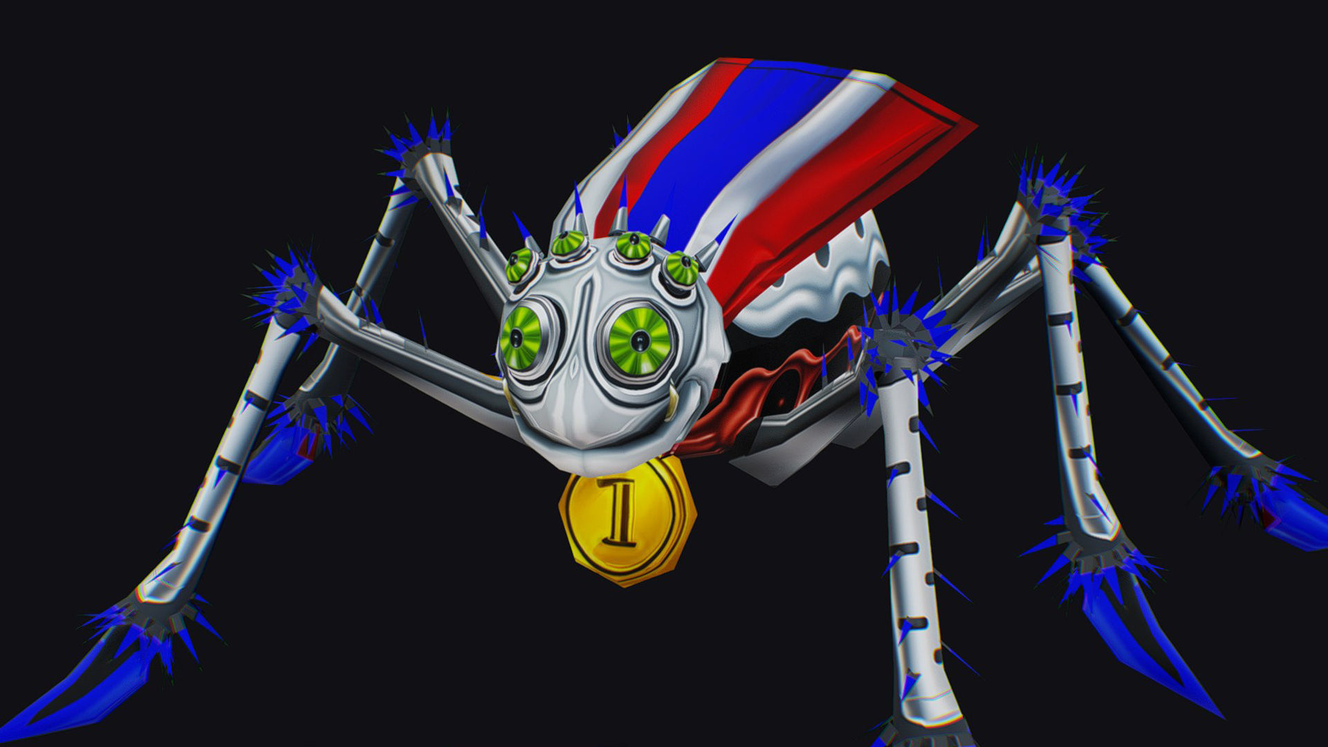 White Spider Robot Funny Cartoon Insect Parasite Beetle Lowpoly Low-poly 3D model_1