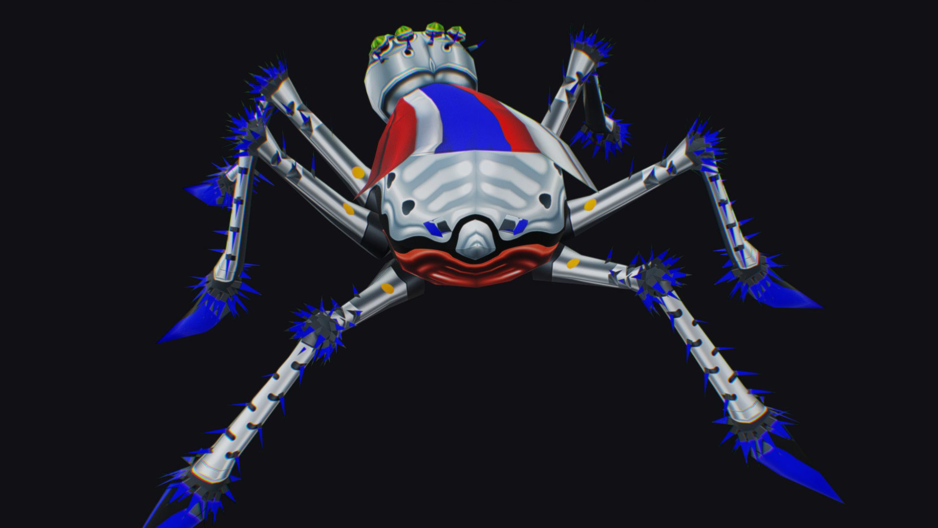 White Spider Robot Funny Cartoon Insect Parasite Beetle Lowpoly Low-poly 3D model_5