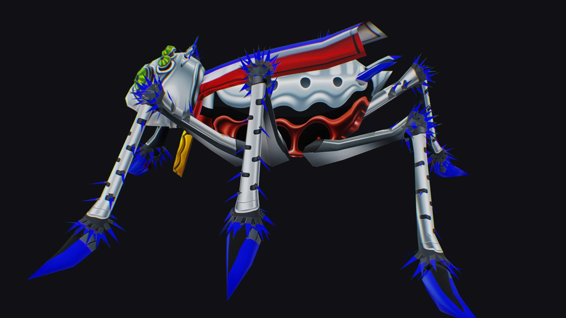 White Spider Robot Funny Cartoon Insect Parasite Beetle Lowpoly Low-poly 3D model_4