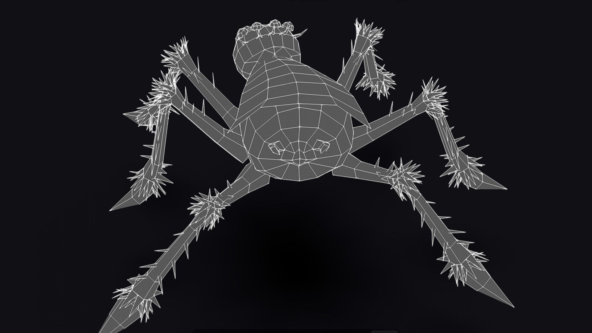 White Spider Robot Funny Cartoon Insect Parasite Beetle Lowpoly Low-poly 3D model_12