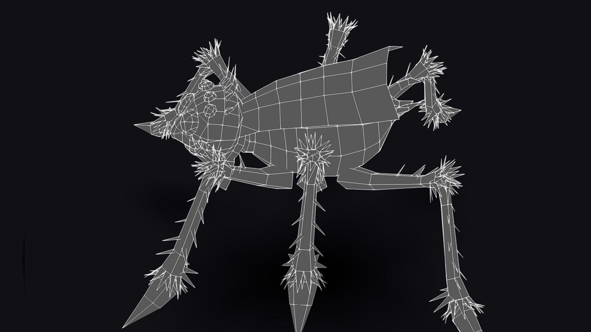 White Spider Robot Funny Cartoon Insect Parasite Beetle Lowpoly Low-poly 3D model_11