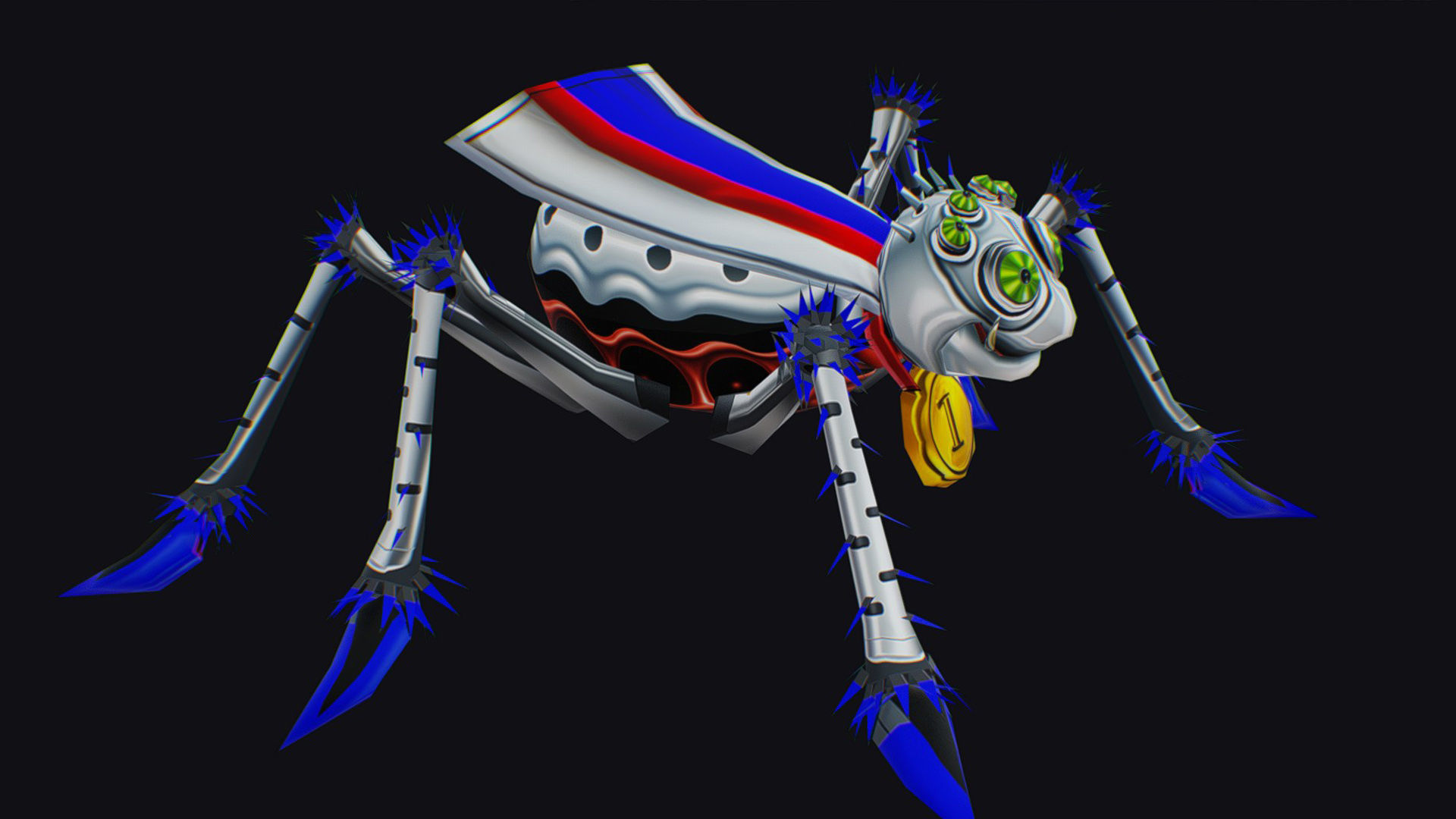 White Spider Robot Funny Cartoon Insect Parasite Beetle Lowpoly Low-poly 3D model_7