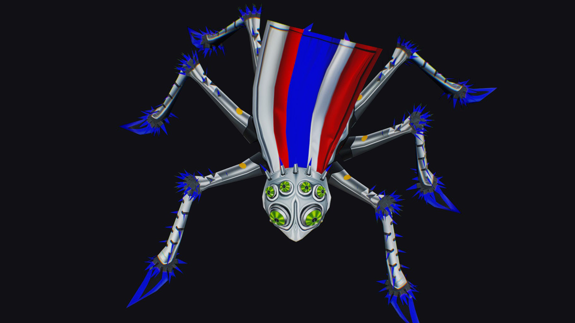 White Spider Robot Funny Cartoon Insect Parasite Beetle Lowpoly Low-poly 3D model_10