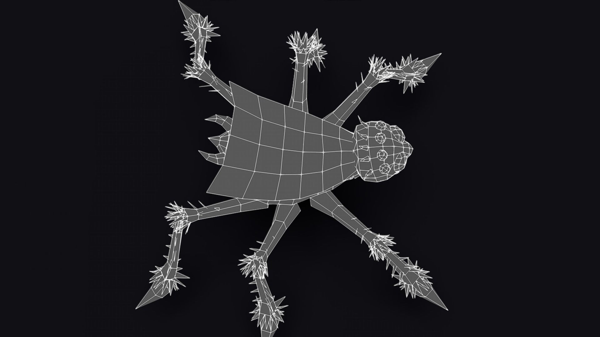 White Spider Robot Funny Cartoon Insect Parasite Beetle Lowpoly Low-poly 3D model_13