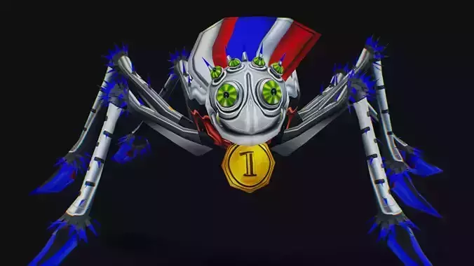 White Spider Robot Funny Cartoon Insect Parasite Beetle Lowpoly Low-poly 3D model