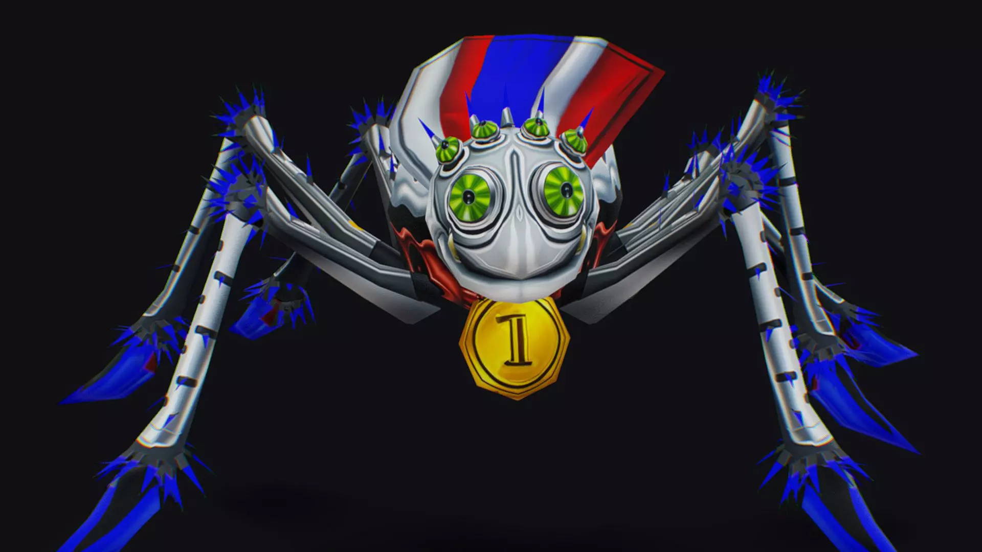 White Spider Robot Funny Cartoon Insect Parasite Beetle Lowpoly Low-poly 3D model_0