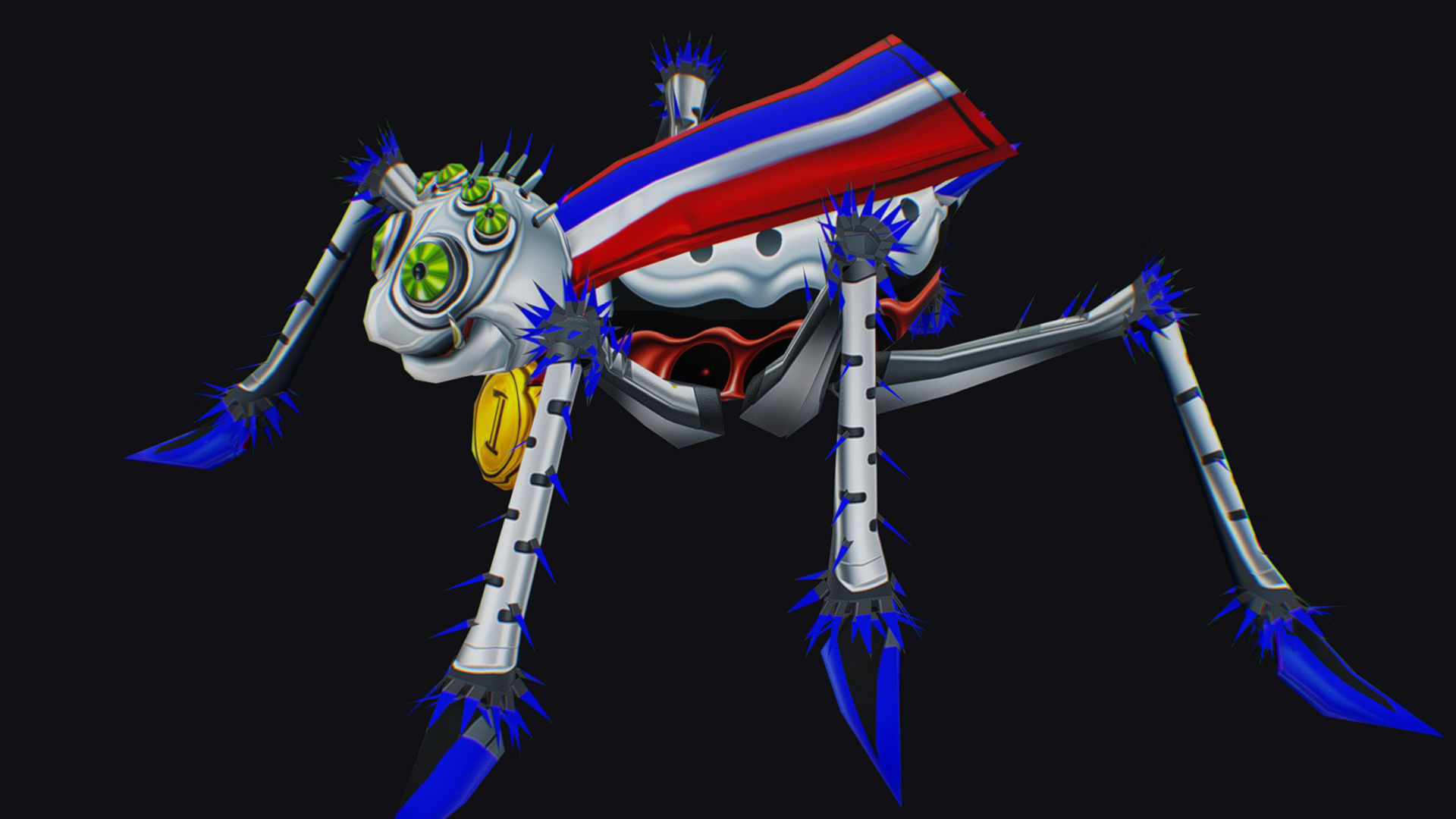 White Spider Robot Funny Cartoon Insect Parasite Beetle Lowpoly Low-poly 3D model_3