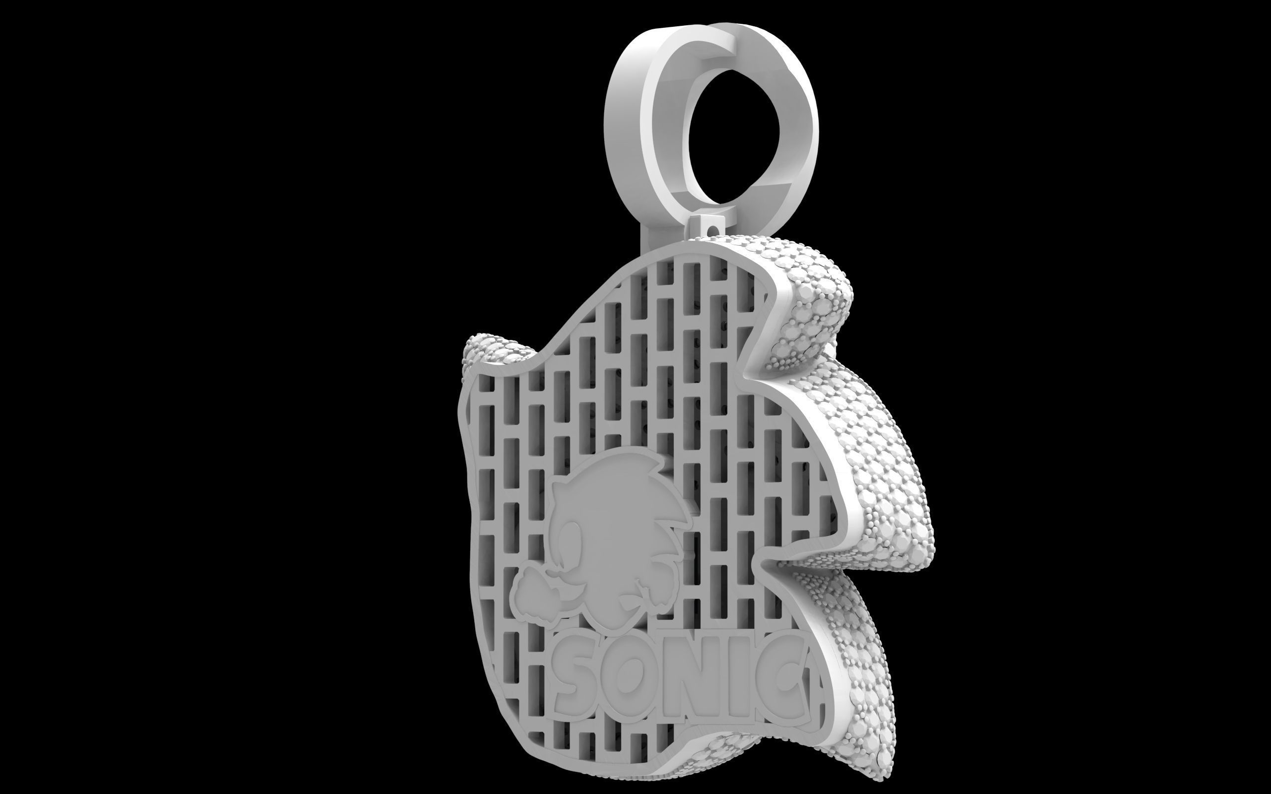 Sonic pendant  3D print model_9