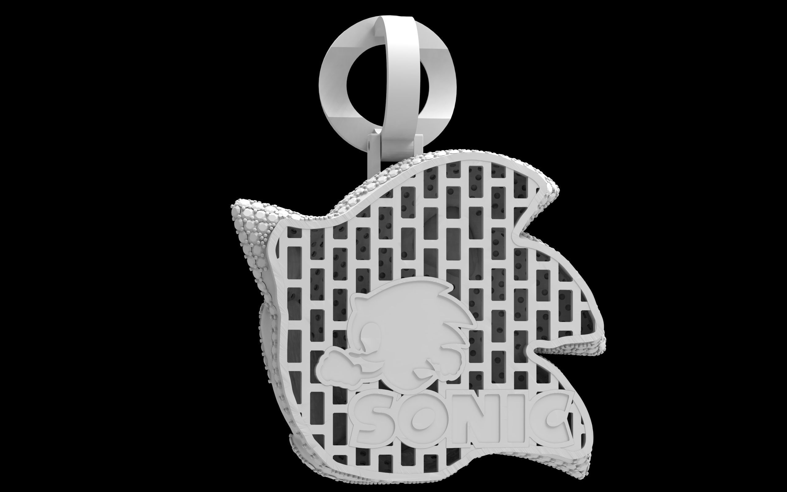 Sonic pendant  3D print model_13