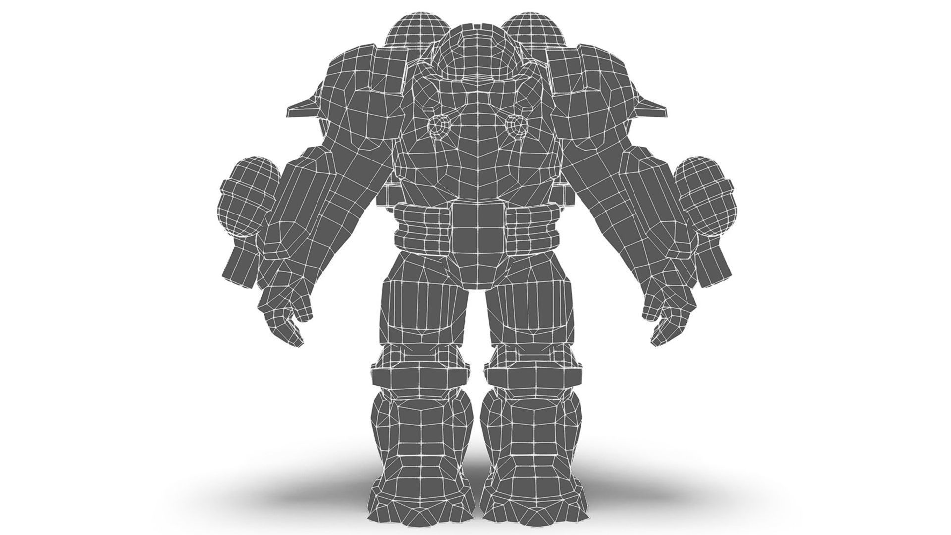 Flamethrower Heavy Combat Robot Red Space Suit Low-poly 3D model_12