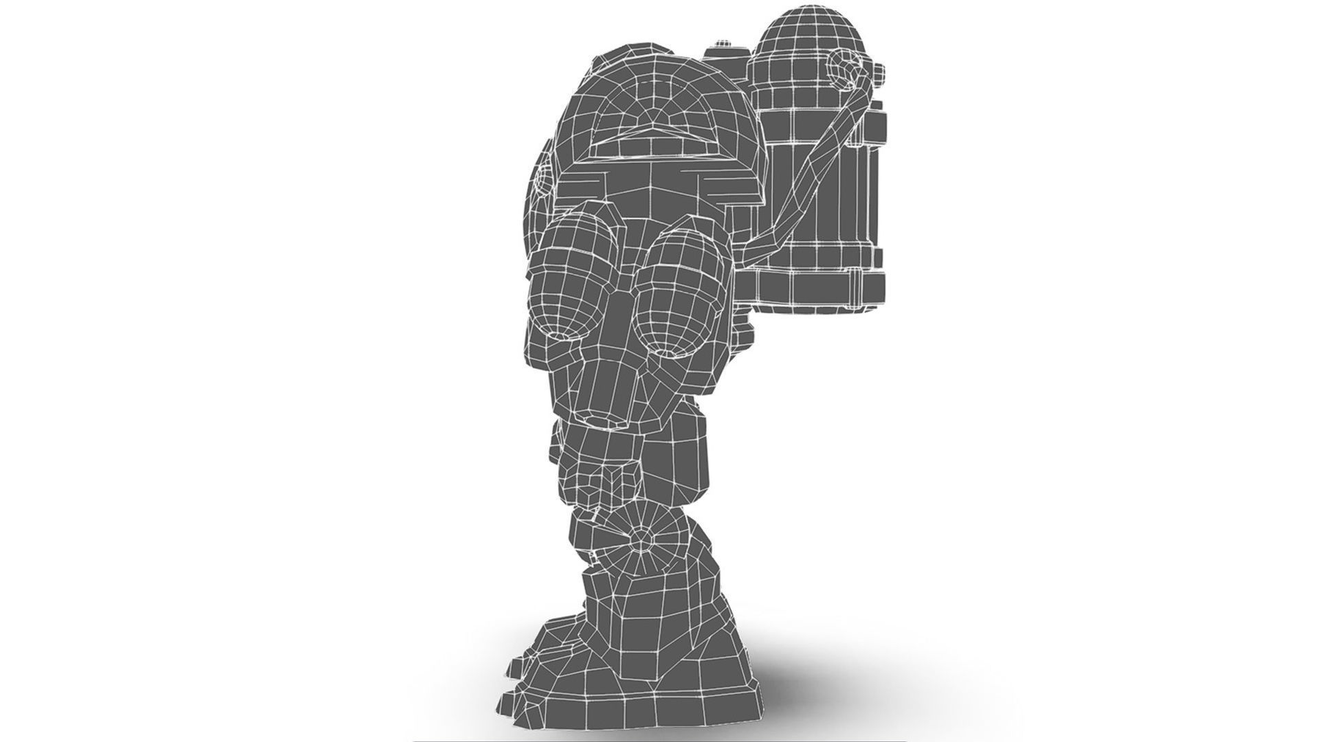 Flamethrower Heavy Combat Robot Red Space Suit Low-poly 3D model_13