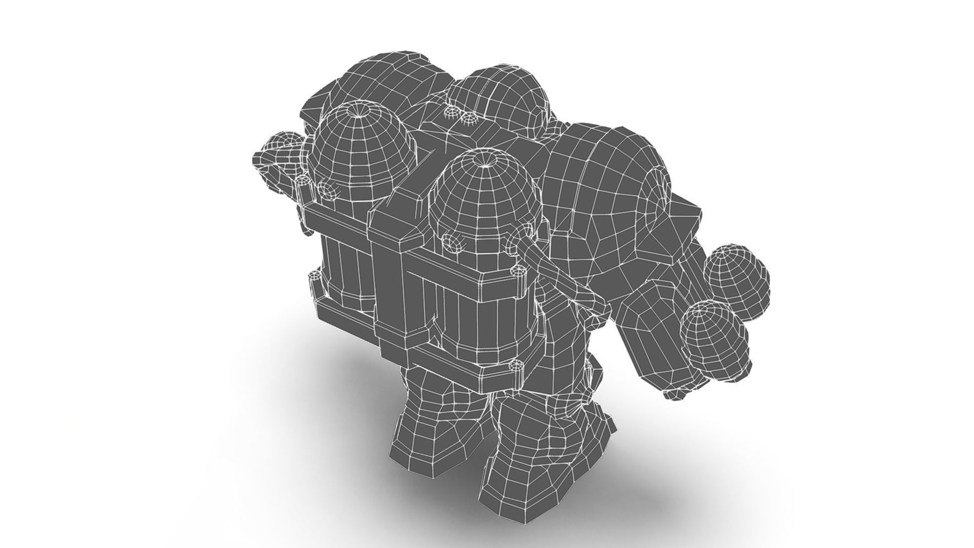 Flamethrower Heavy Combat Robot Red Space Suit Low-poly 3D model_15