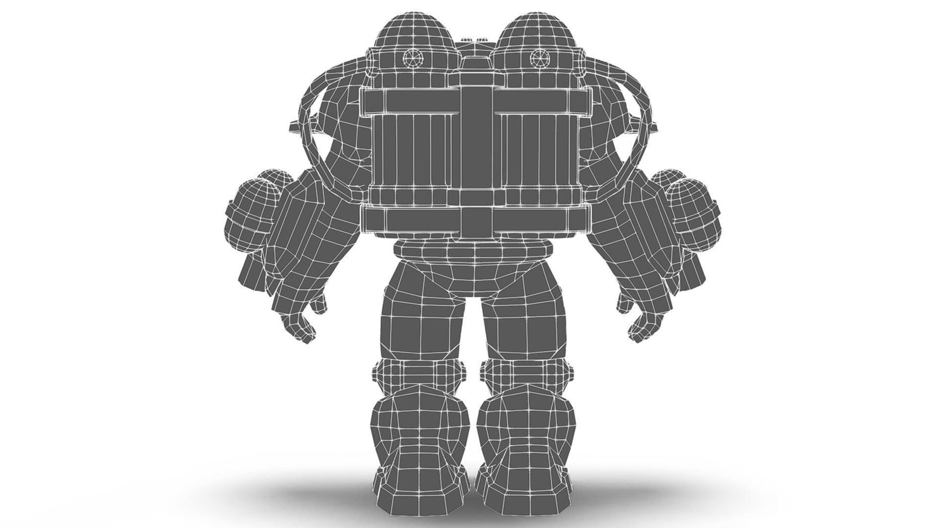 Flamethrower Heavy Combat Robot Red Space Suit Low-poly 3D model_14