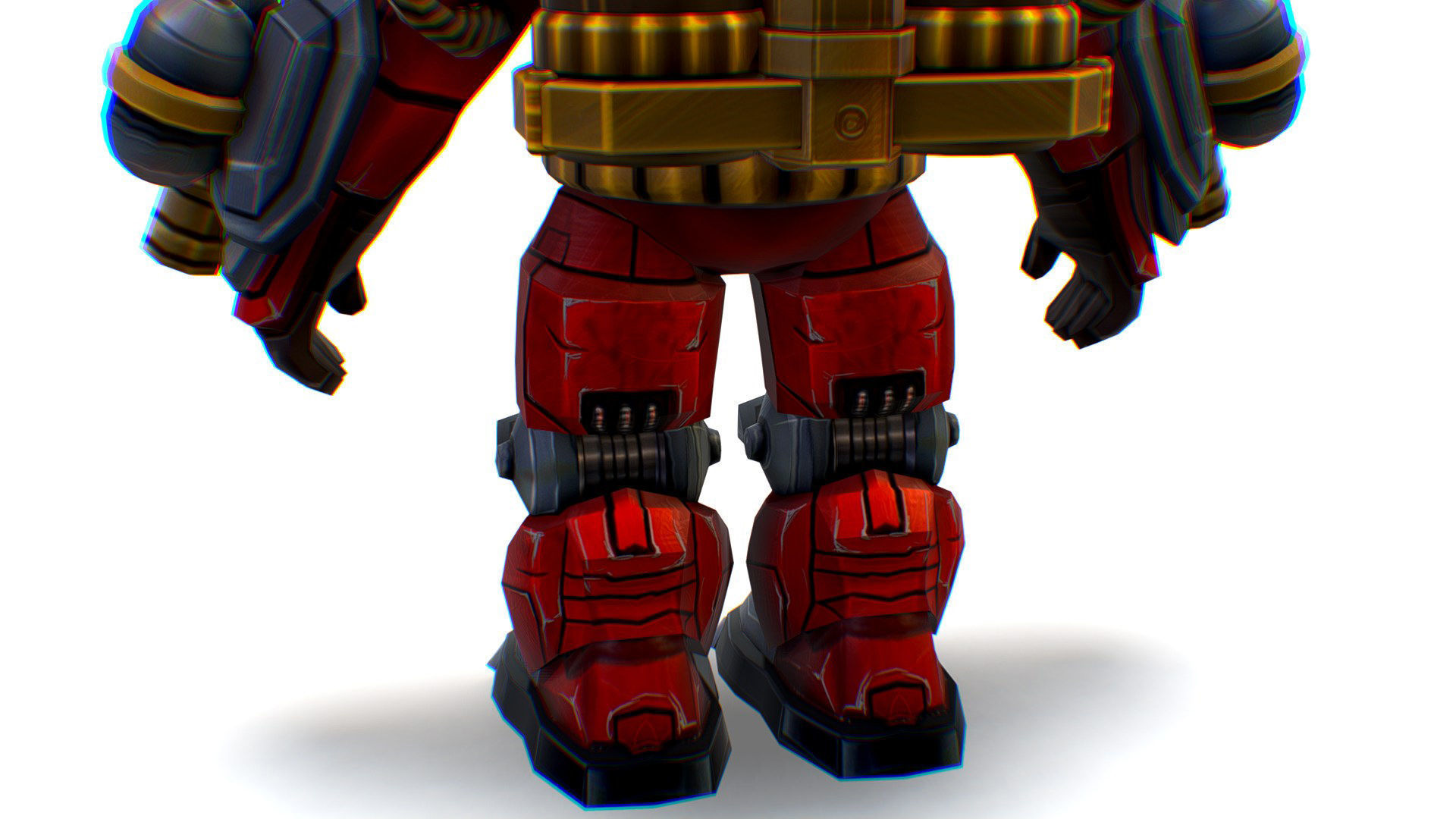 Flamethrower Heavy Combat Robot Red Space Suit Low-poly 3D model_11