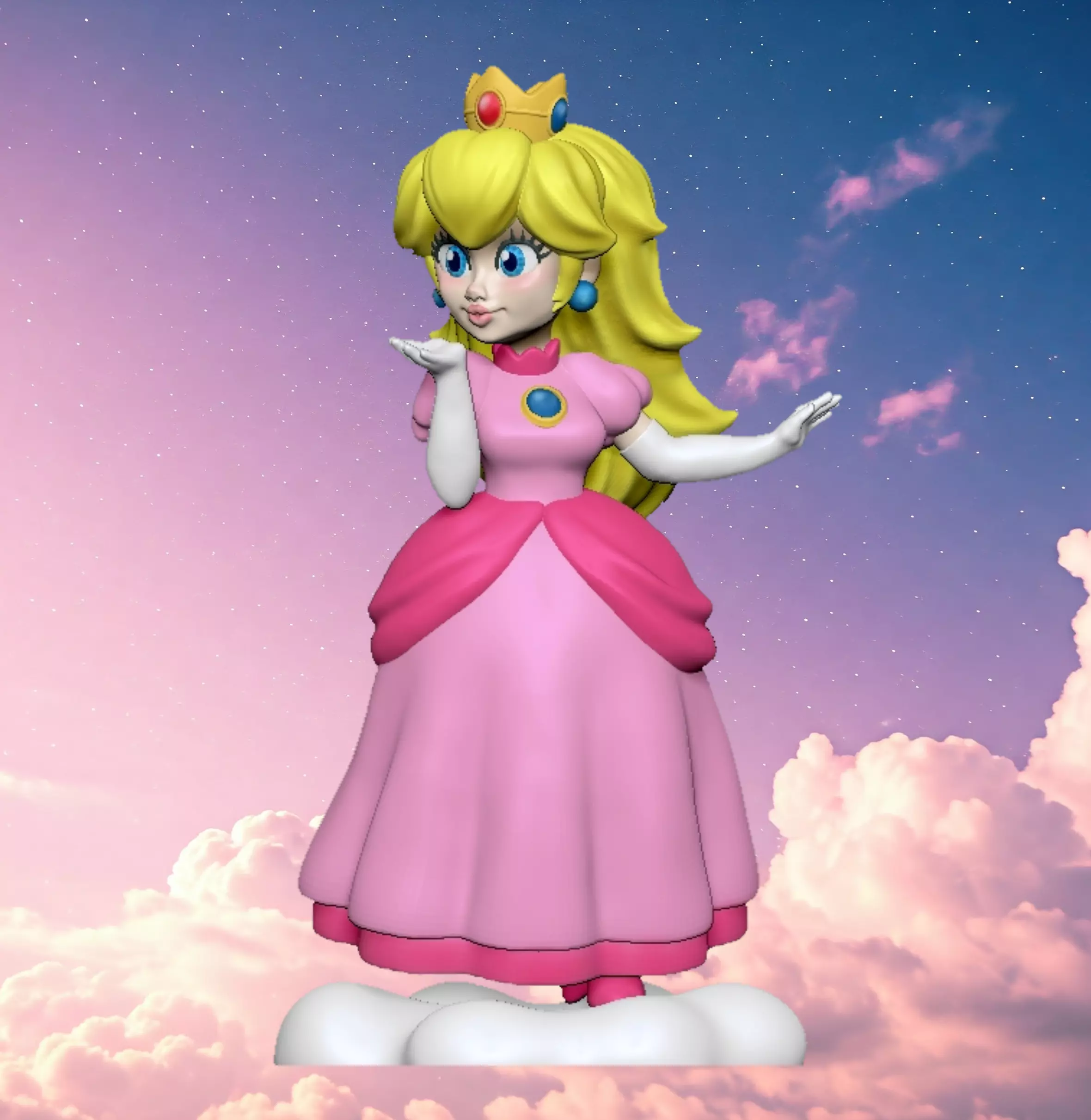 FREE- SUPPORTED-Princess With Cloud Base -3D Print Model Free 3D print model_0