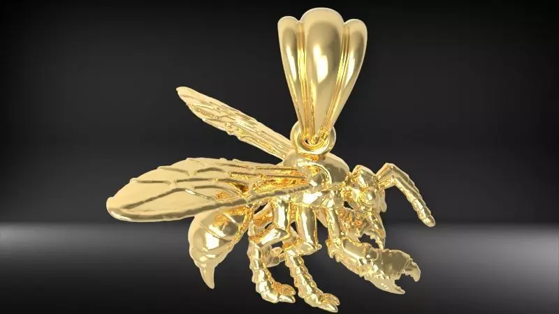 Little Bee Necklace Honeybee Bumblebee Charm Jewelry 3D print model_0