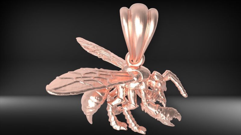 Little Bee Necklace Honeybee Bumblebee Charm Jewelry 3D print model_11