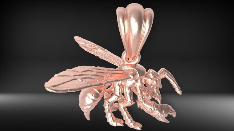 Little Bee Necklace Honeybee Bumblebee Charm Jewelry 3D print model_20